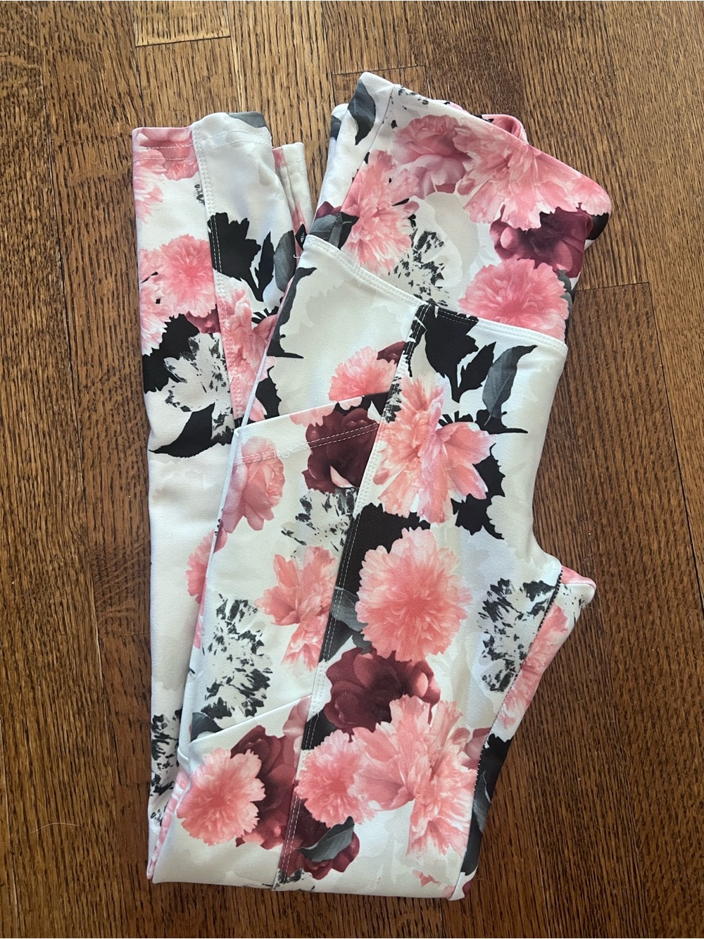 Marika Floral Pink and Black Leggings